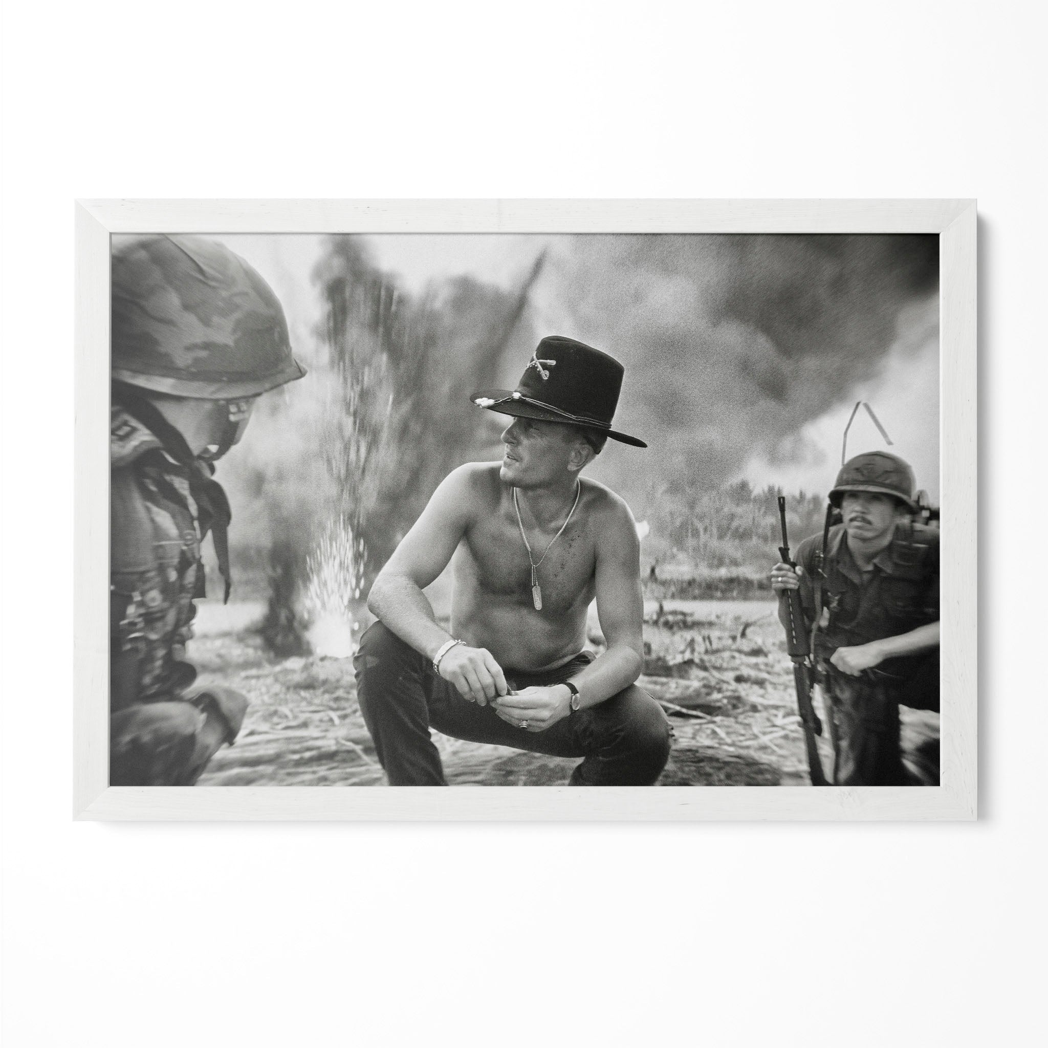 Apocalypse Now Kilgore black and white print in a classic white poster frame