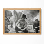 Apocalypse Now Kilgore black and white print in a natural oak poster frame