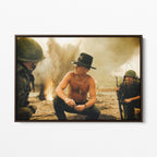 Front display of the Apocalypse Now Kilgore colour canvas in a dark walnut floating frame