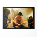 Robert Duvall as Lt. Col. Kilgore in Apocalypse Now, colour war scene in a classic black poster frame