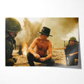 Unframed colour print of Kilgore crouching on the beach amid napalm smoke in Apocalypse Now