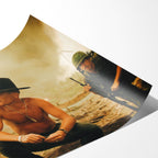 Angled close-up of the unframed Apocalypse Now Kilgore colour poster showing fine paper detail