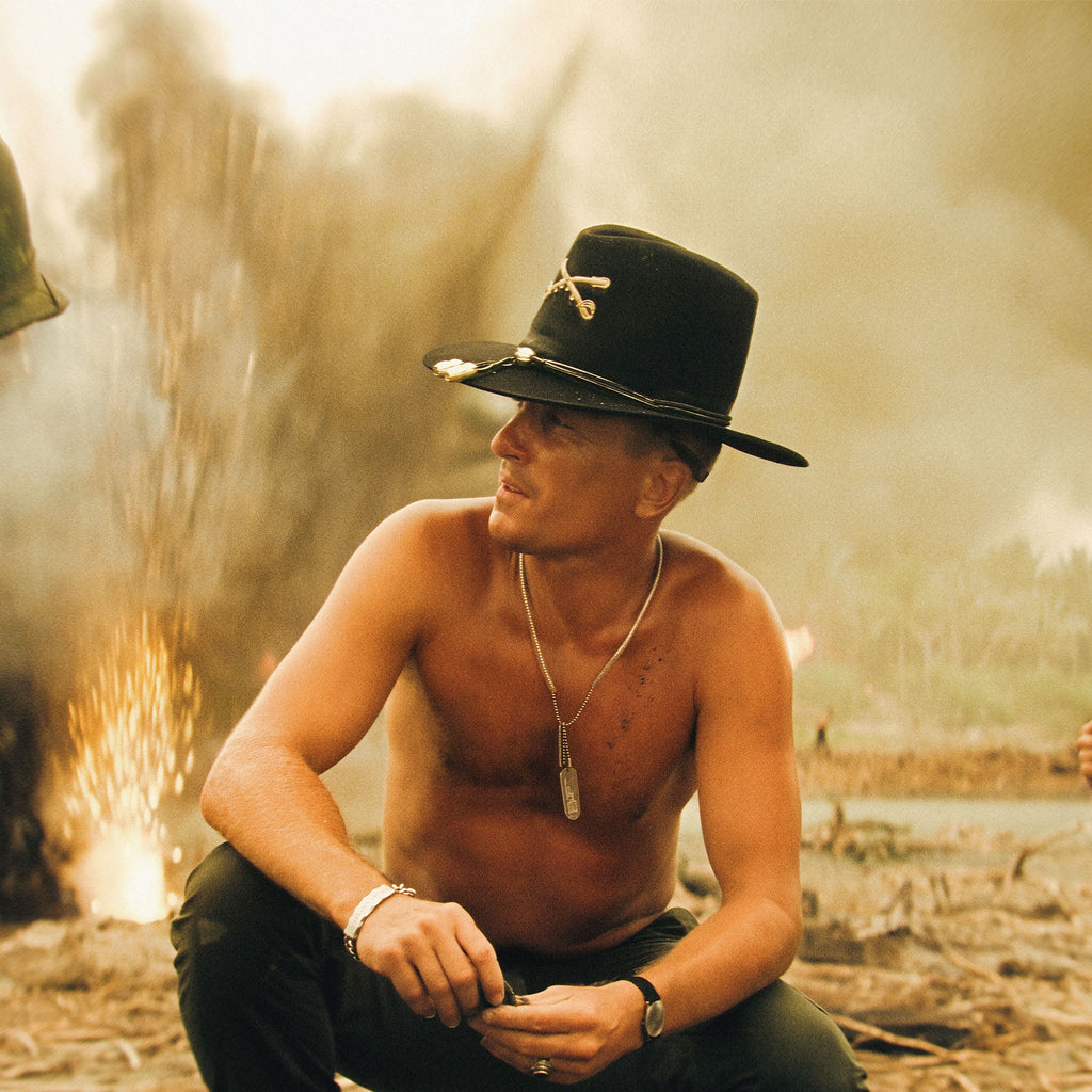 Zoomed detail of Robert Duvall as Kilgore in his Air Cavalry Stetson in full colour