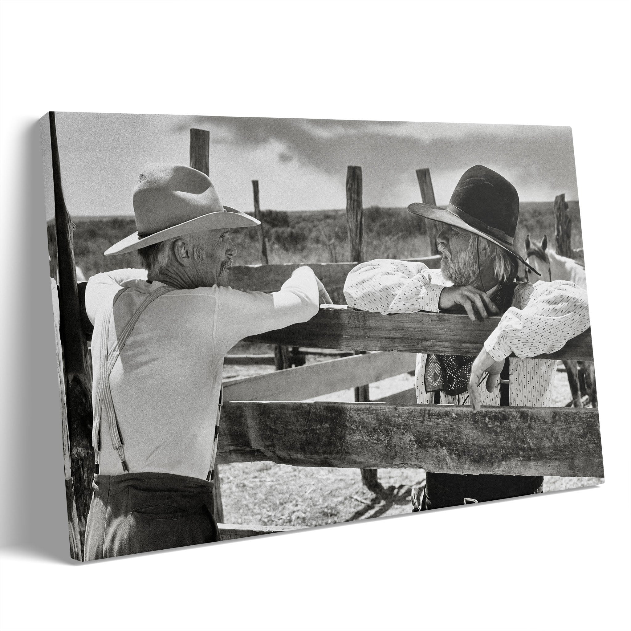 Lonesome Dove Gus and Call black and white gallery-wrapped canvas print
