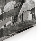 Close-up of the gallery-wrapped canvas edge on the Lonesome Dove Hat Creek black and white print