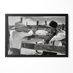 Robert Duvall and Tommy Lee Jones as Gus and Call in Lonesome Dove, black and white portrait in a classic black poster frame
