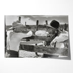 Unframed black and white print of Gus and Call talking at the Hat Creek fence in Lonesome Dove