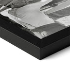 Close-up of the Lonesome Dove Hat Creek black and white poster in a classic black wood frame
