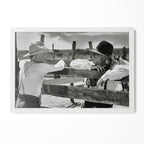 Lonesome Dove Gus and Call black and white print in a classic white poster frame