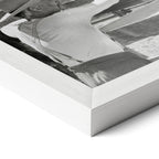 Corner close-up of the Lonesome Dove Hat Creek black and white poster in a white frame