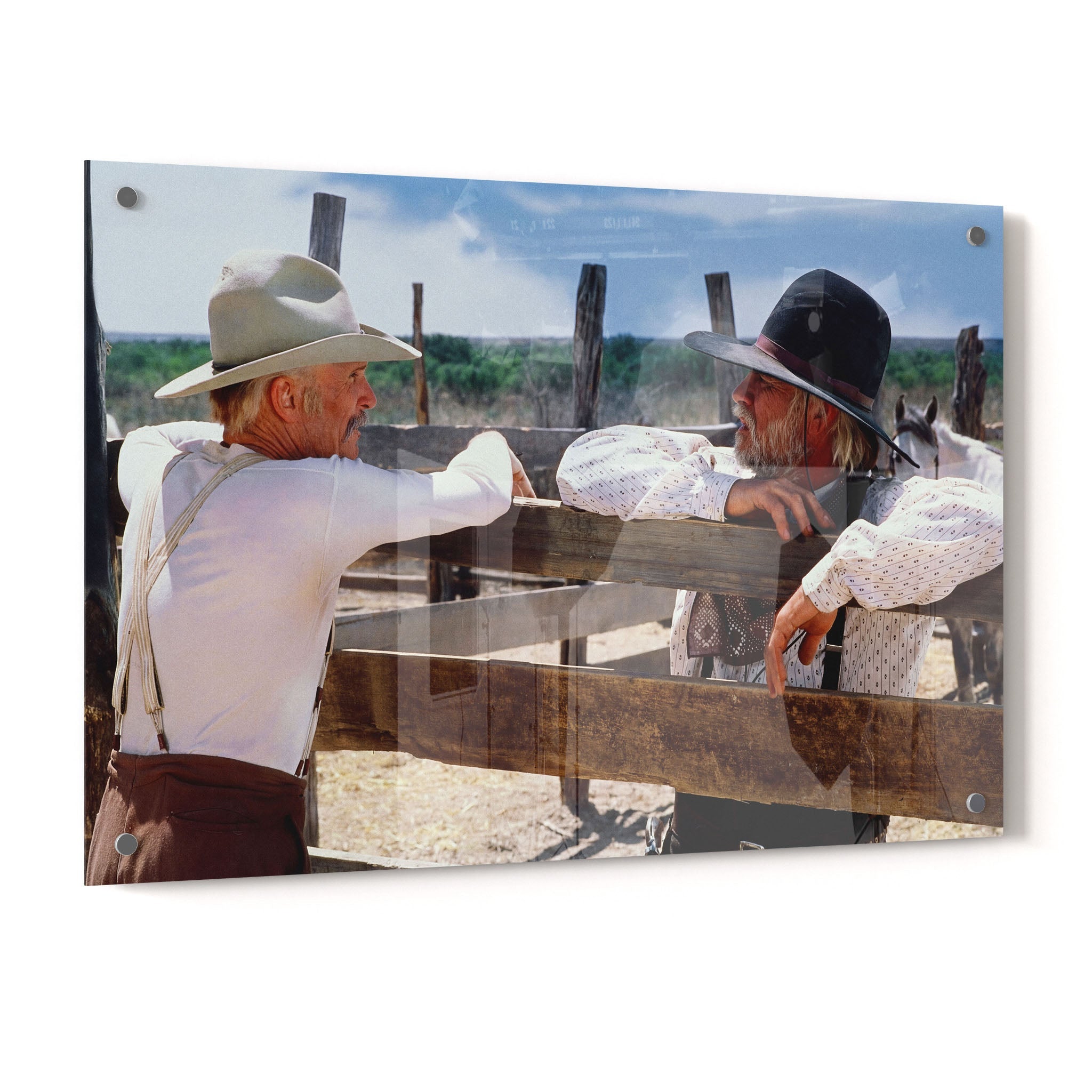 Lonesome Dove Gus and Call colour acrylic glass print with a glossy finish