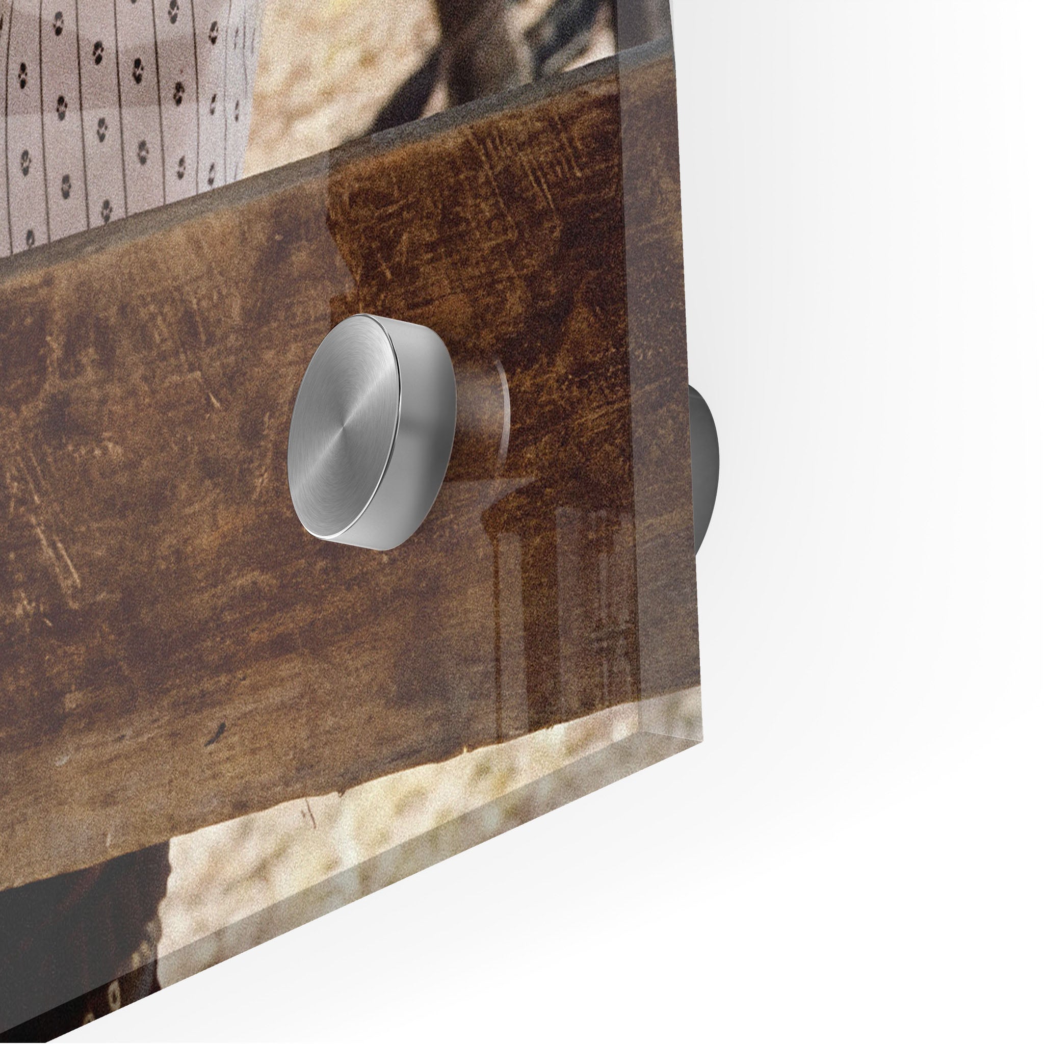 Close-up of the depth and polished edge of the Lonesome Dove Hat Creek acrylic print