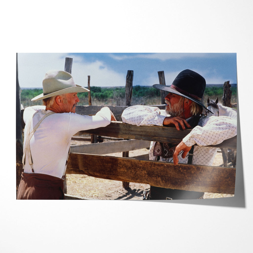 Unframed colour print of Gus and Call talking at the Hat Creek fence in Lonesome Dove