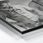 Close-up of the aluminum edge on the Lonesome Dove Montana Trail black and white metal print