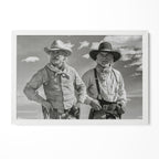 Lonesome Dove Gus and Call black and white print in a classic white poster frame