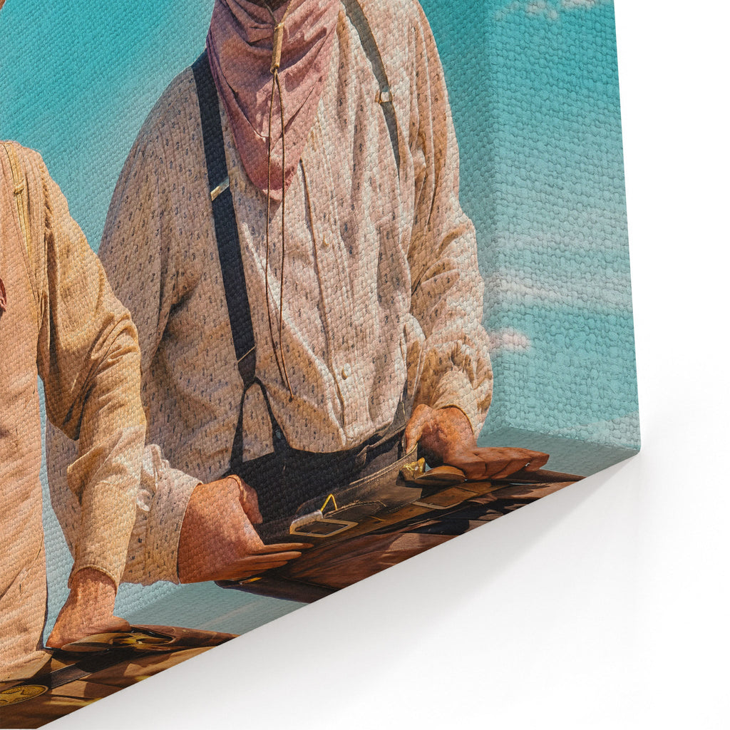Close-up of the gallery-wrapped canvas edge on the Lonesome Dove Montana Trail colour print
