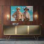Sleek aluminum colour metal print of Gus and Call from Lonesome Dove