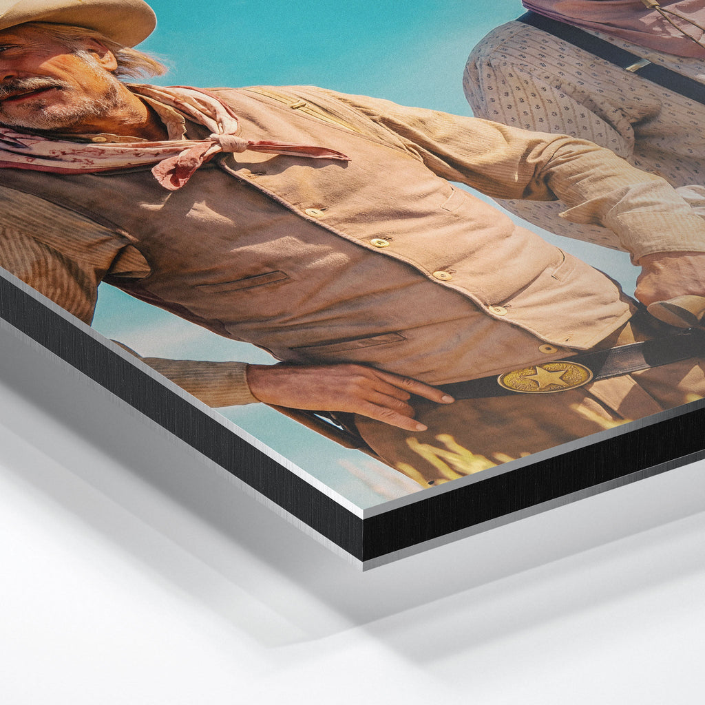 Close-up of the aluminum edge on the Lonesome Dove Montana Trail colour metal print