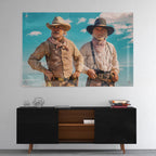 High-gloss acrylic colour print of Gus and Call from Lonesome Dove displayed on a wall