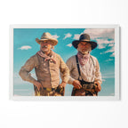 Lonesome Dove Gus and Call colour print in a classic white poster frame