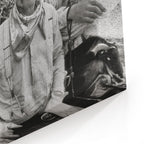 Close-up of the gallery-wrapped canvas edge on the Lonesome Dove black and white print