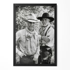 Robert Duvall and Tommy Lee Jones in Lonesome Dove, black and white portrait in a classic black poster frame