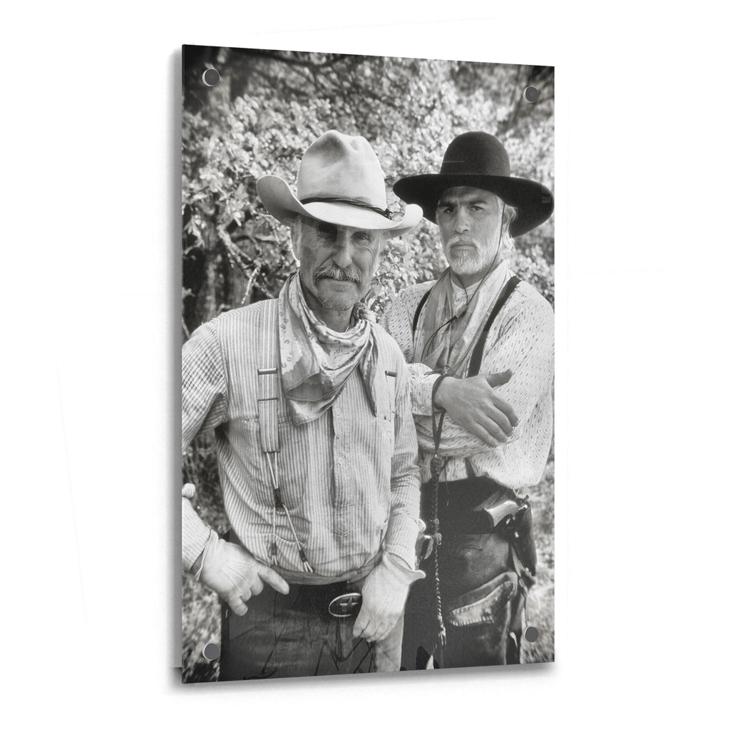 Lonesome Dove Gus and Call black and white acrylic glass print with a glossy finish