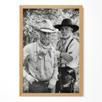 Lonesome Dove black and white portrait in a natural oak poster frame