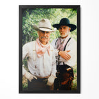 Robert Duvall and Tommy Lee Jones in Lonesome Dove, colour portrait in a classic black poster frame