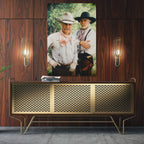 Sleek aluminum colour metal print of Gus and Call from Lonesome Dove