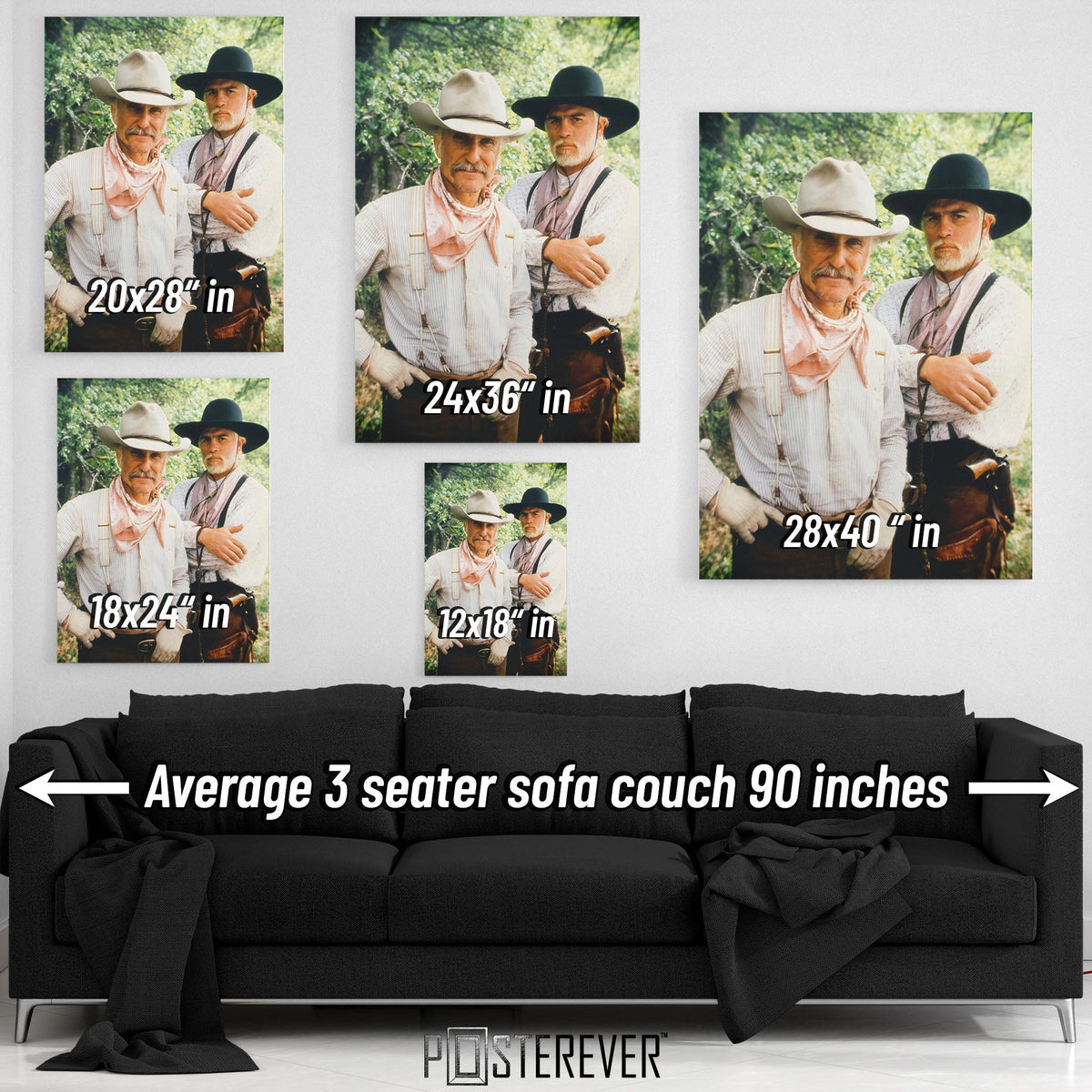 Robert Duvall & Tommy Lee Jones 'Lonesome Dove' – Gus & Call Trail Portrait – 1989 Western Miniseries | Wall Art Print — size guide