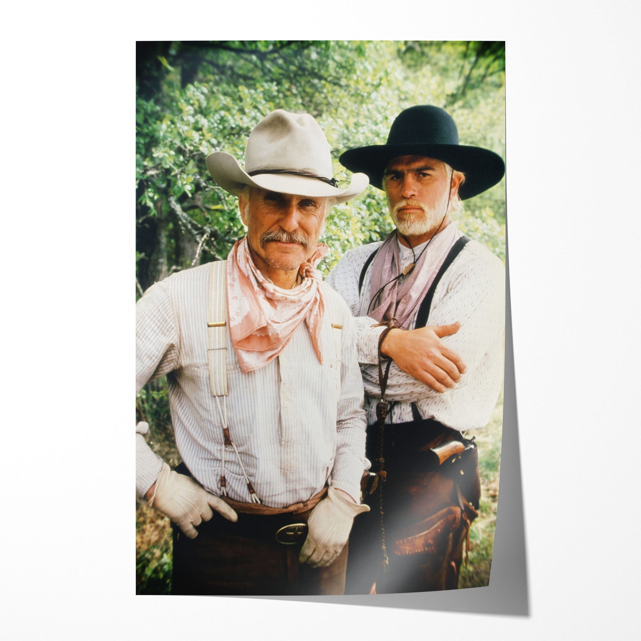 Unframed colour print of Gus and Call from Lonesome Dove standing in the wilderness