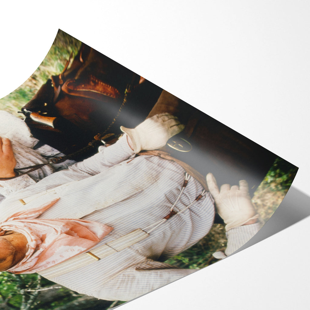 Angled close-up of the unframed Lonesome Dove colour poster showing fine paper detail