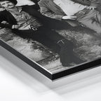 Close-up of the aluminum edge on the Butch Cassidy and the Sundance Kid black and white metal print