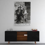 High-gloss acrylic black and white print of Butch Cassidy and the Sundance Kid displayed on a wall
