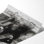 Angled close-up of the unframed Butch Cassidy and the Sundance Kid black and white poster showing fine paper detail