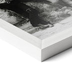 Corner close-up of the Butch Cassidy and the Sundance Kid black and white poster in a white frame