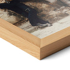 Close-up of the natural oak frame on the Butch Cassidy and the Sundance Kid colour poster