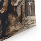 Close-up of the gallery-wrapped canvas edge on the Butch Cassidy and the Sundance Kid colour print