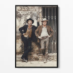 Front display of the Butch Cassidy and the Sundance Kid colour canvas in a black floating frame