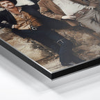 Close-up of the aluminum edge on the Butch Cassidy and the Sundance Kid colour metal print