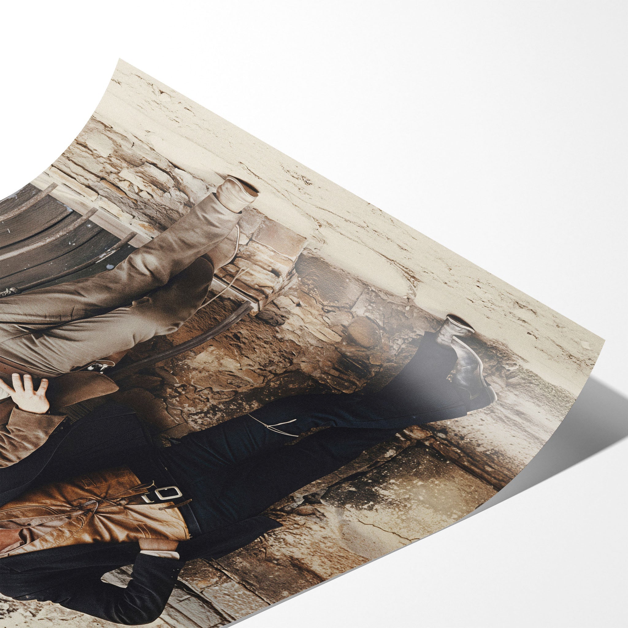 Angled close-up of the unframed Butch Cassidy and the Sundance Kid colour poster showing fine paper detail