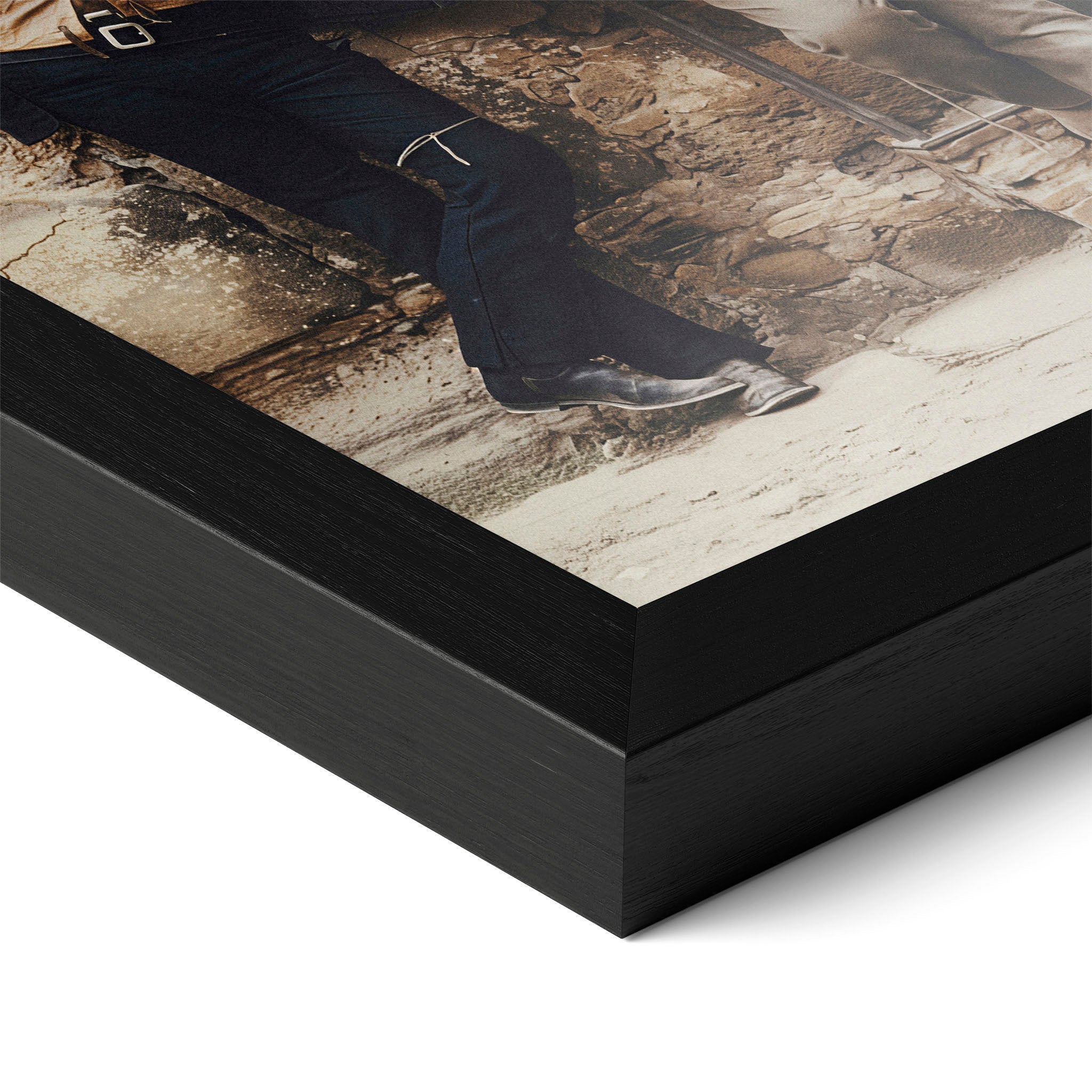Close-up of the Butch Cassidy and the Sundance Kid colour poster in a classic black wood frame