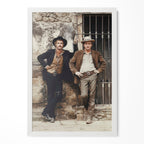 Butch Cassidy and the Sundance Kid colour portrait in a classic white poster frame