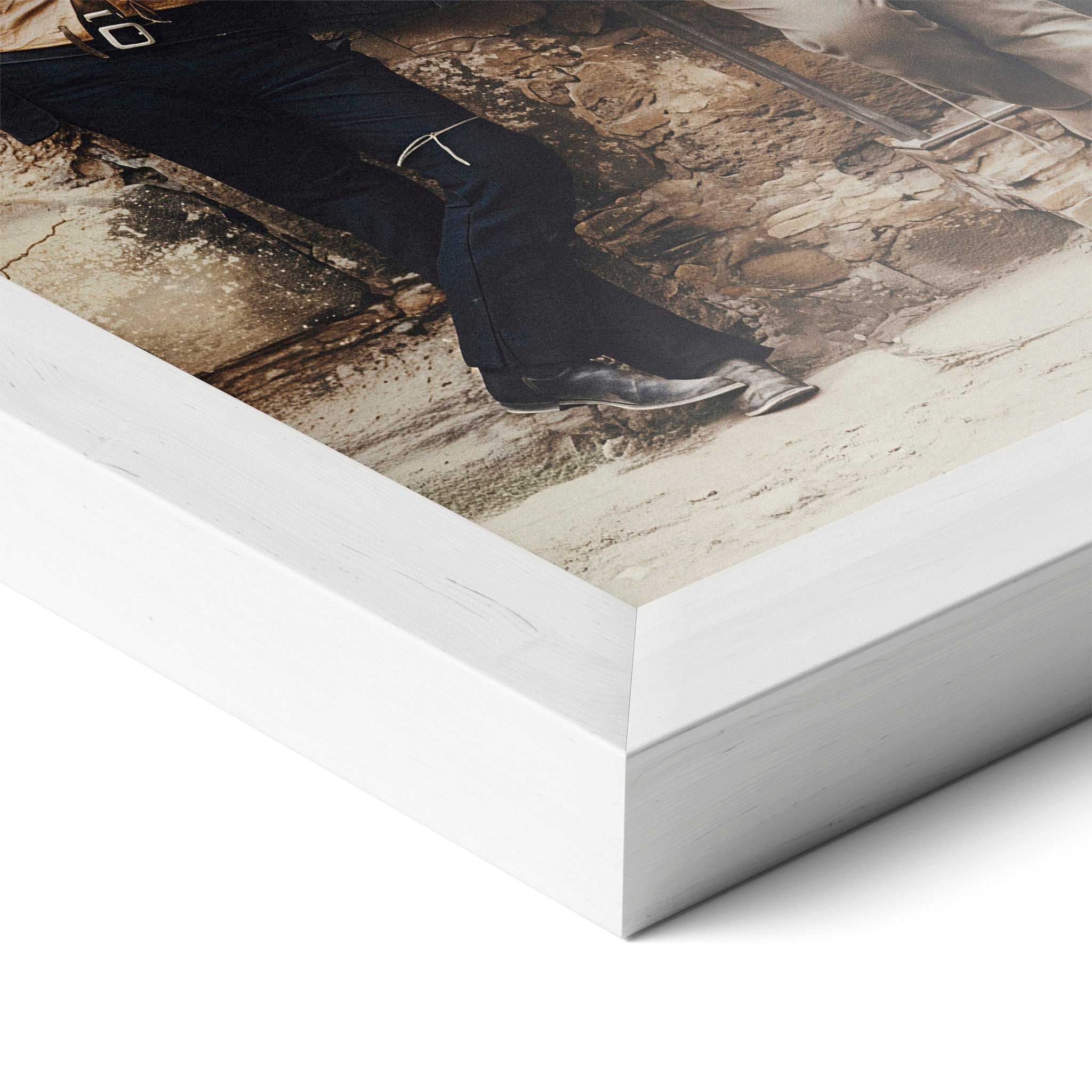 Corner close-up of the Butch Cassidy and the Sundance Kid colour poster in a white frame
