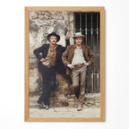 Butch Cassidy and the Sundance Kid colour portrait in a natural oak poster frame