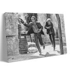 Butch Cassidy and the Sundance Kid final shootout black and white gallery-wrapped canvas print