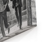 Close-up of the gallery-wrapped canvas edge on the Butch Cassidy and the Sundance Kid final shootout black and white print