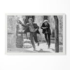 Butch Cassidy and the Sundance Kid final shootout black and white print in a classic white poster frame