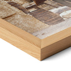 Close-up of the natural oak frame on the Butch Cassidy and the Sundance Kid final shootout color poster